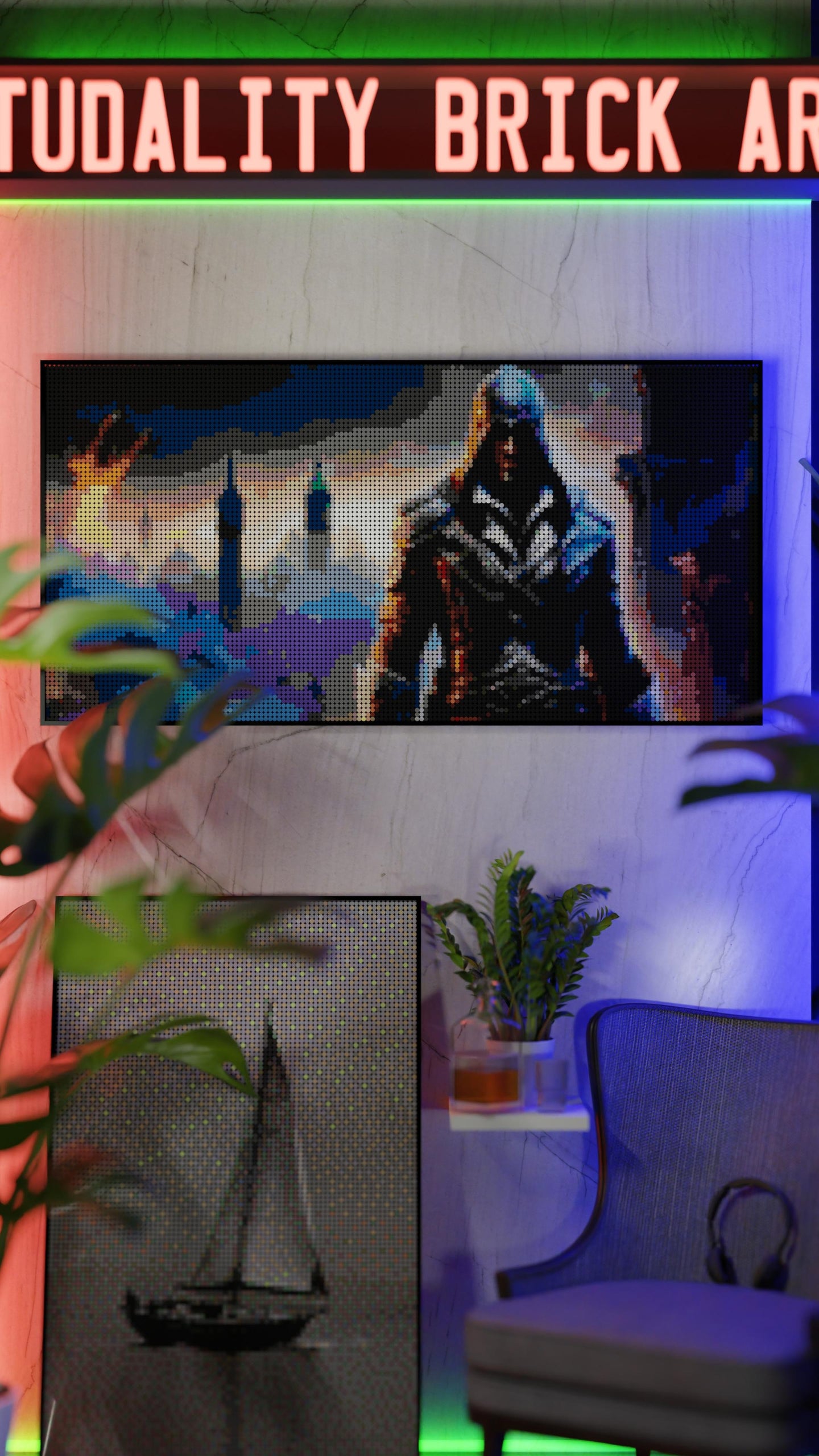 Assassins Creed LEGO® Style mosaic pixel art design for display